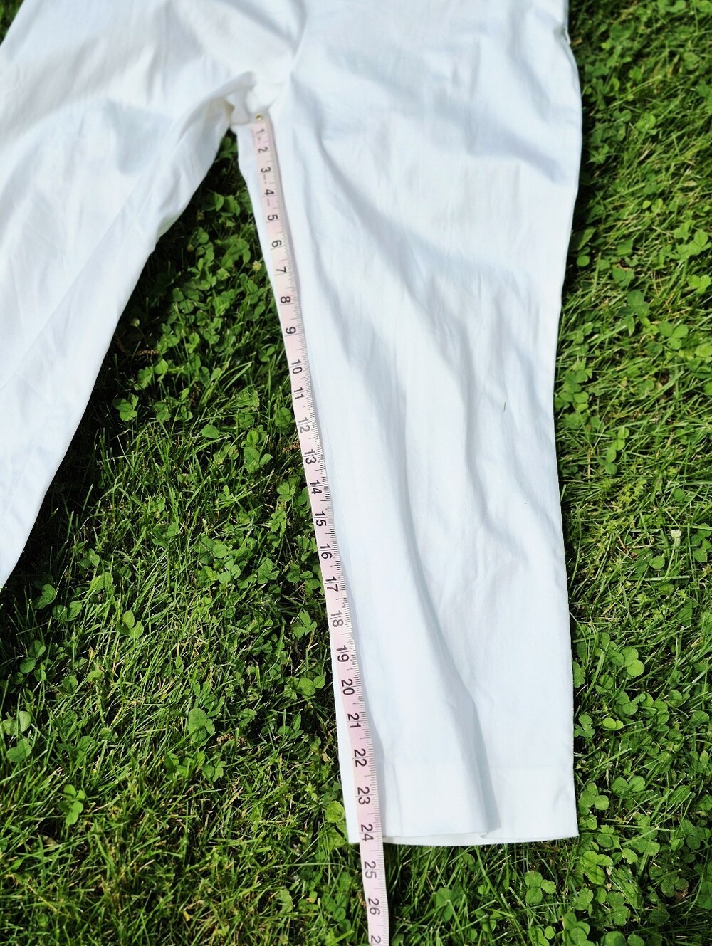 VINTAGE Lauren Ralph Lauren PETITE White Cropped Cotton Pants 10P - Picture 6 of 11
